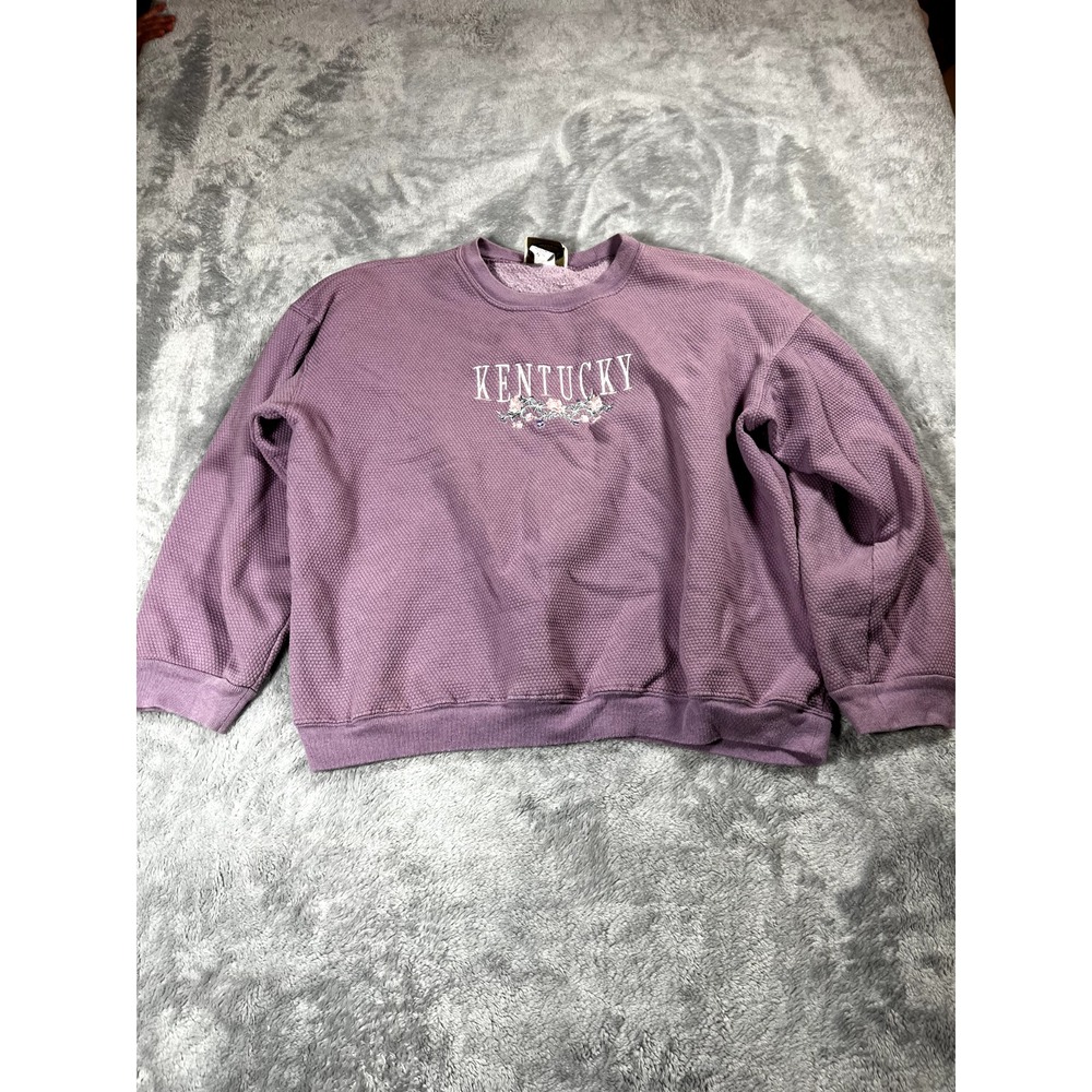 VTG Time Square Sportswear Kentucky Flora Women XL Embroidered Crewneck Lavender